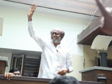 Superstar Rajinikanth wishes fans outside his house happy deepavali